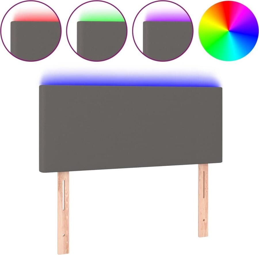 VidaXL Hoofdbord LED 100x5x78 88 cm kunstleer grijs - Foto 2