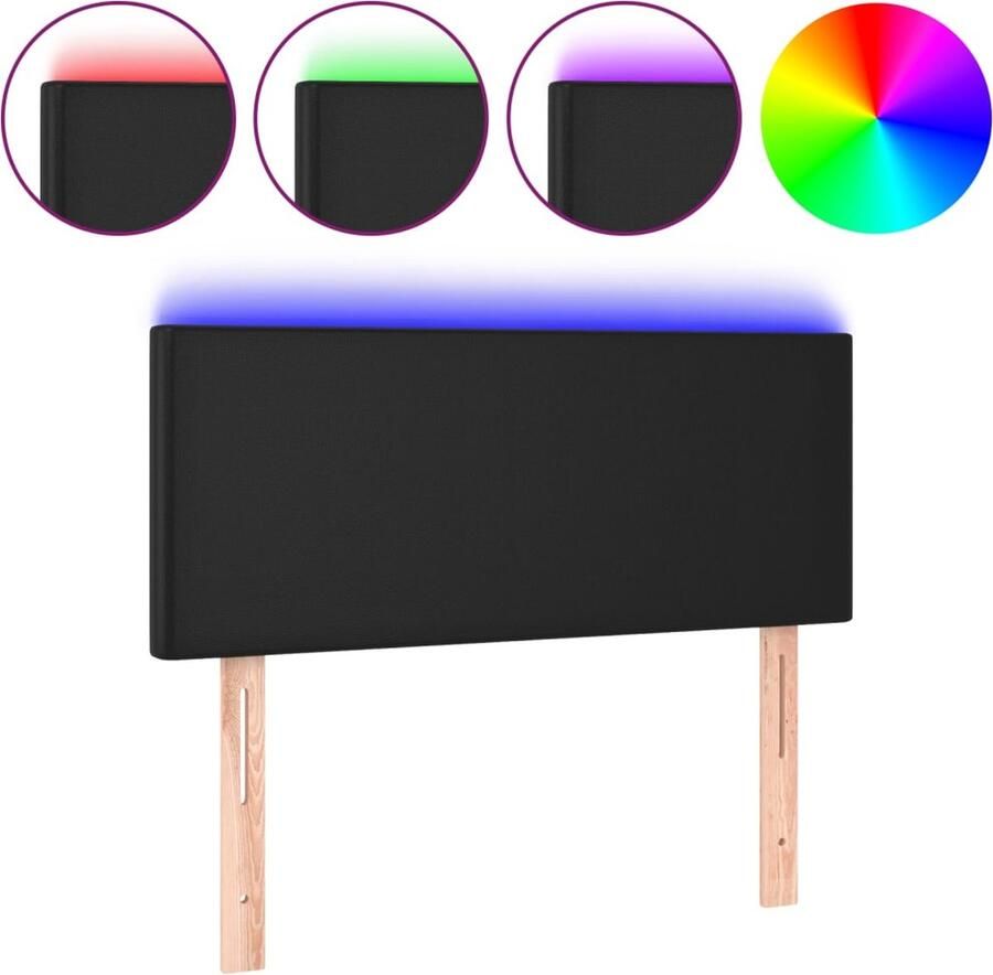 VidaXL Hoofdbord LED 90x5x78 88 cm kunstleer zwart - Foto 2