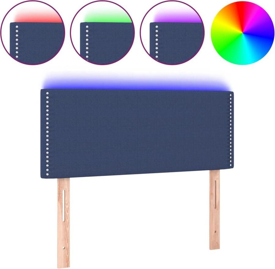VidaXL Hoofdbord LED 100x5x78 88 cm stof blauw