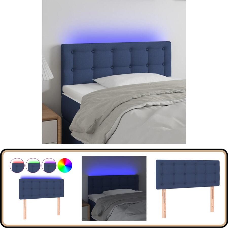 VidaXL Hoofdbord LED 100x5x78 88 cm Stof Blauw Klassieke Hoofdbord Led Hoofdbord Bedhoofdeinde Blauwwoonkamerdecoratie Headboard Bedroom Decor
