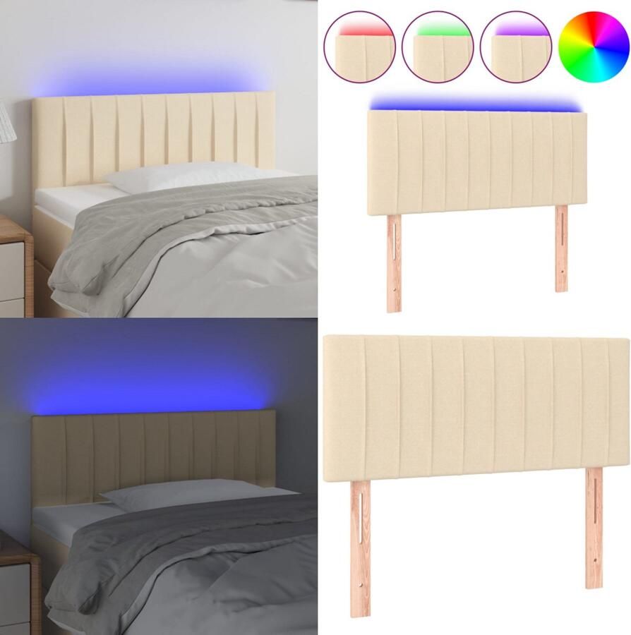 VidaXL Hoofdbord LED 100x5x78 88 cm stof crèmekleurig Hoofdbord Hoofdborden Hoofdeinde Houten Hoofdbord