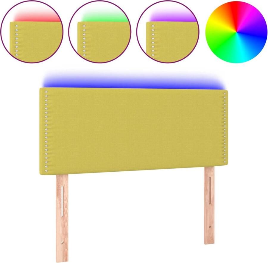 VidaXL Hoofdbord LED 100x78 88 cm Groen Stof Hoofdboard Led Hoofdbord Groen Hoofdbord Met Led Verlichting Slaap Accessoires - Foto 2
