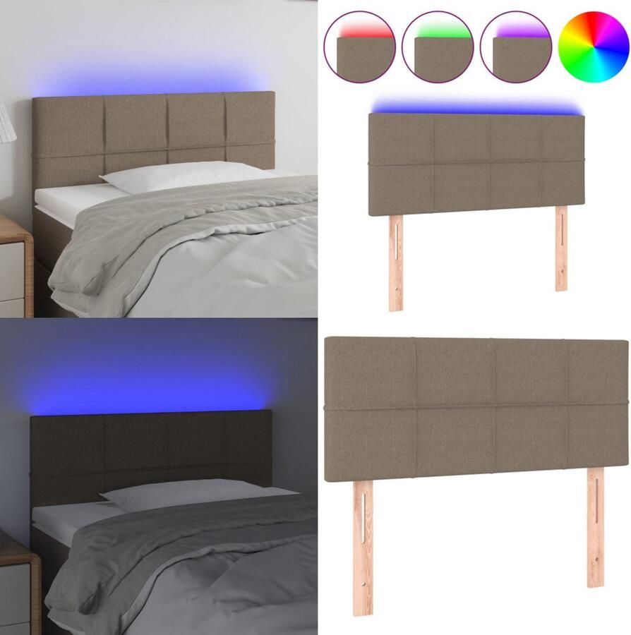VidaXL Hoofdbord LED 100x5x78 88 cm stof taupe Hoofdbord Hoofdborden Hoofdeinde Houten Hoofdbord