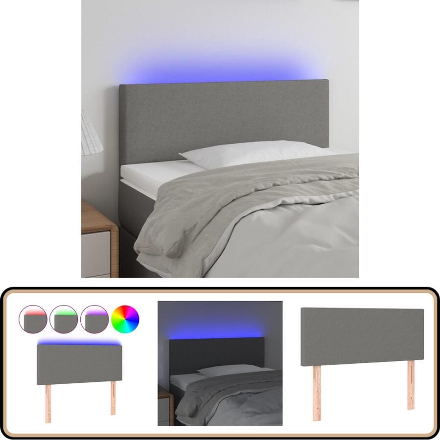 VidaXL Hoofdbord LED 100x78 cm Donkergrijs Hoofdboard Led Hoofdbord Hoofdkussen Beddecoratie Slaapkamers Grijs Hoofdbord Moderne Hoofdborden