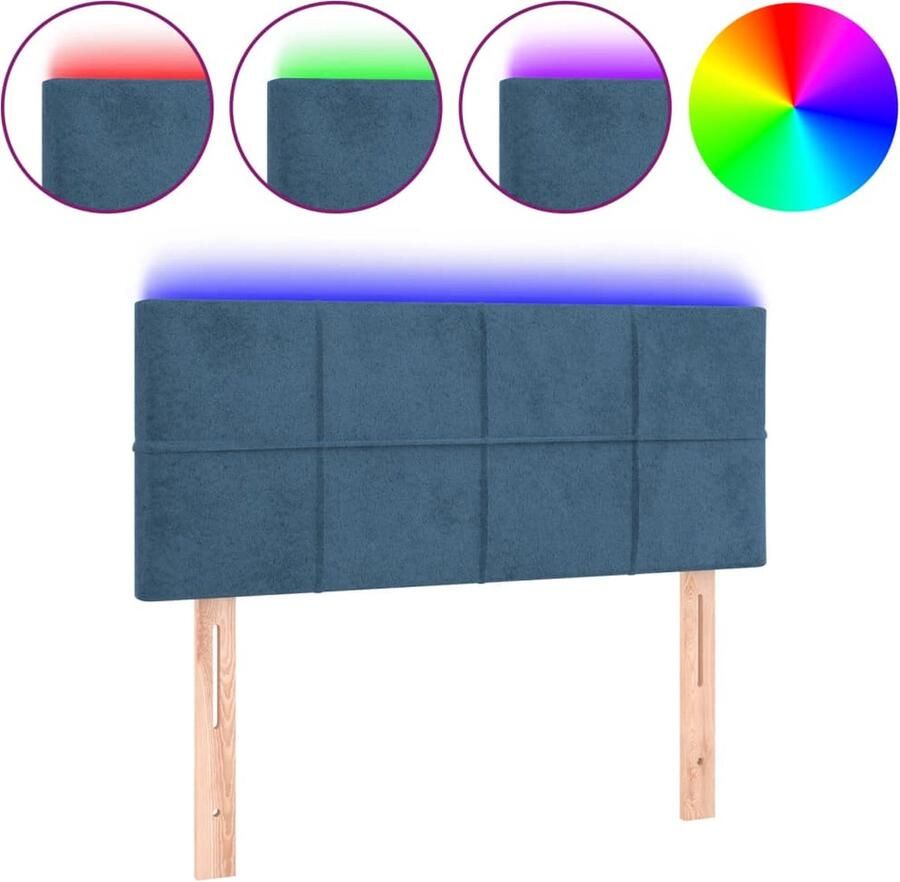 VidaXL Hoofdbord LED 100x78 cm Fluweel Donkerblauw Hoofd Bord Led Hoofdbord Velvet Hoofdbord Blauw Hoofdbord Comfortabele Hoofdbord Adjustable Hoofdbord Leeshoek Hoofdbord - Foto 2