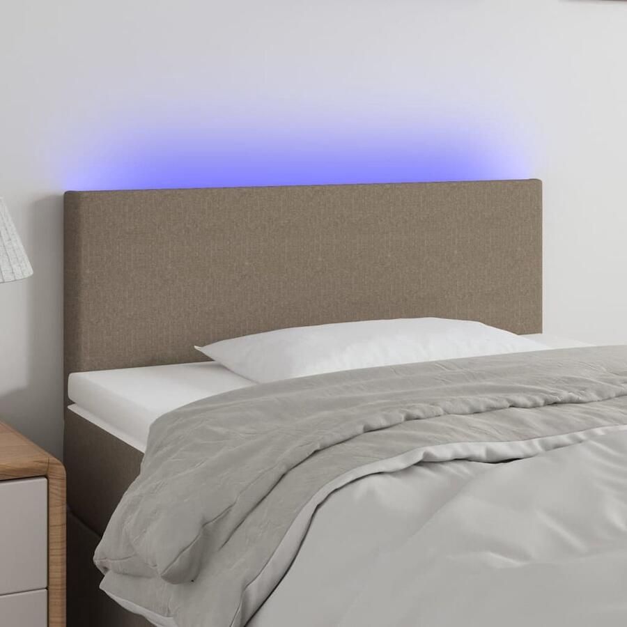 VidaXL Hoofdbord LED 100x78 cm Stof Taupe Hoofd Bord Led Verlichting Hoofdkussen Slaap Accessoires Bedroom Decor Taupec - Foto 2