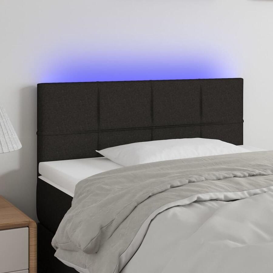 VidaXL Hoofdbord LED 80x5x78 88 cm Stof Zwart Hoofddekens Led Verlichting Hoofdborden Slaapkamers Bed Accessoires Comfortabel Zitten Leeshoek - Foto 2