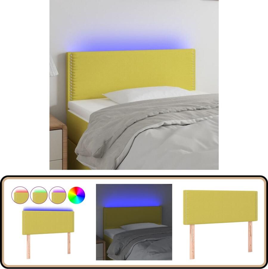 VidaXL Hoofdbord LED 100x78 88 cm Groen Stof Hoofdboard Led Hoofdbord Groen Hoofdbord Met Led Verlichting Slaap Accessoires
