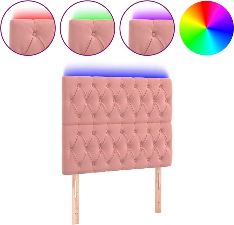 VidaXL Hoofdbord LED 100x7x118 128 cm fluweel roze - Foto 3