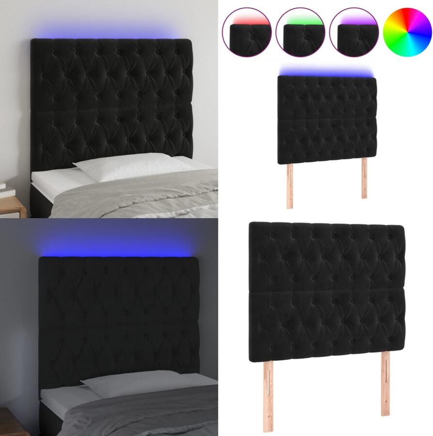 VidaXL Hoofdbord LED 100x7x118 128 cm fluweel zwart Hoofdbord Hoofdborden Hoofdeinde Houten Hoofdbord