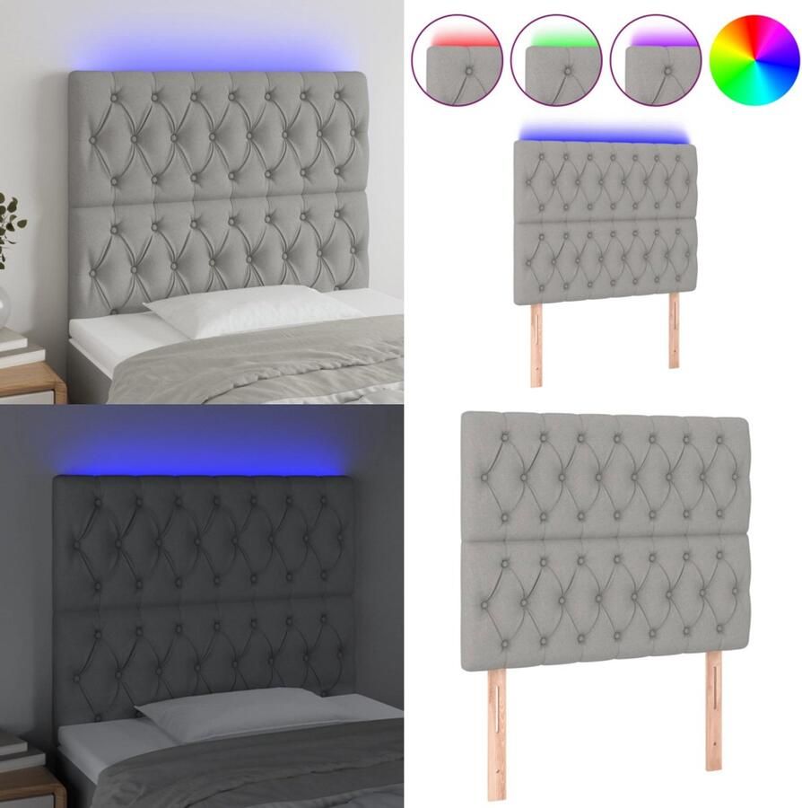 VidaXL Hoofdbord LED 100x7x118 128 cm stof lichtgrijs