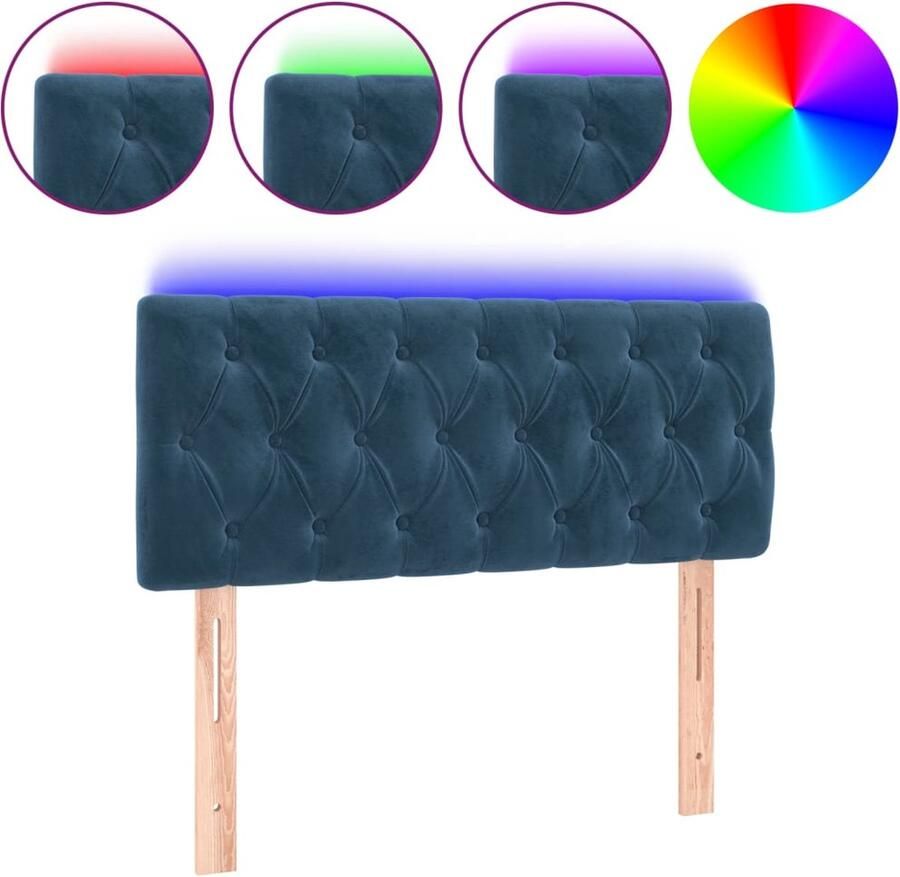 VidaXL Hoofdbord LED 100x7x78 88 cm fluweel donkerblauw - Foto 2