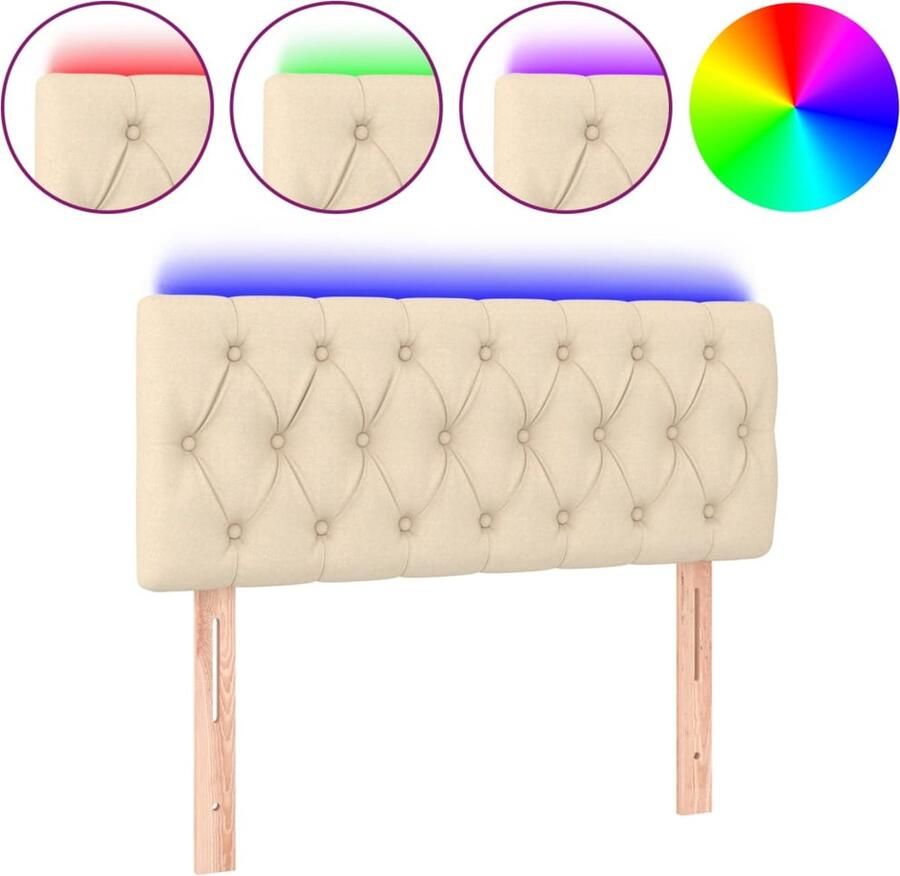 VidaXL Hoofdbord LED 90x7x78 88 cm stof crÃ¨mekleurig