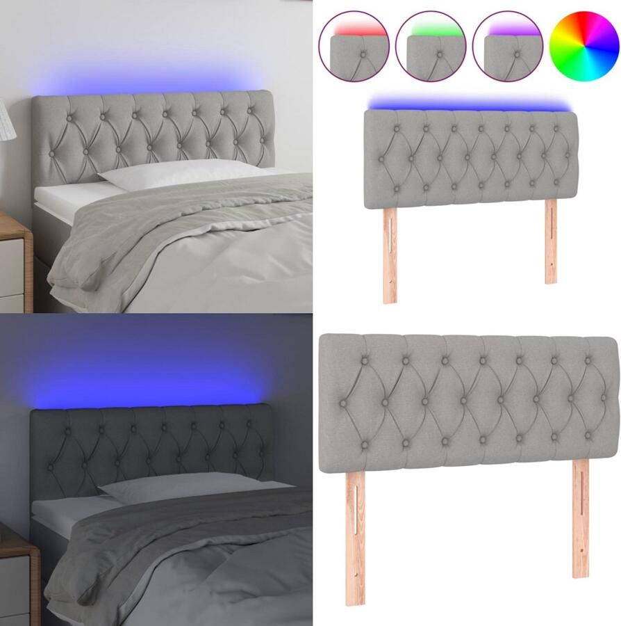 VidaXL Hoofdbord LED 100x7x78 88 cm stof lichtgrijs