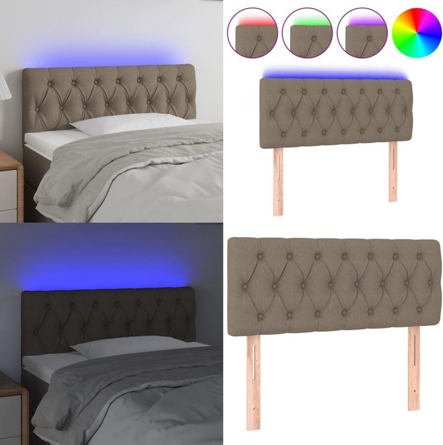 VidaXL Hoofdbord LED 100x7x78 88 cm stof taupe Hoofdbord Hoofdborden Hoofdeinde Houten Hoofdbord