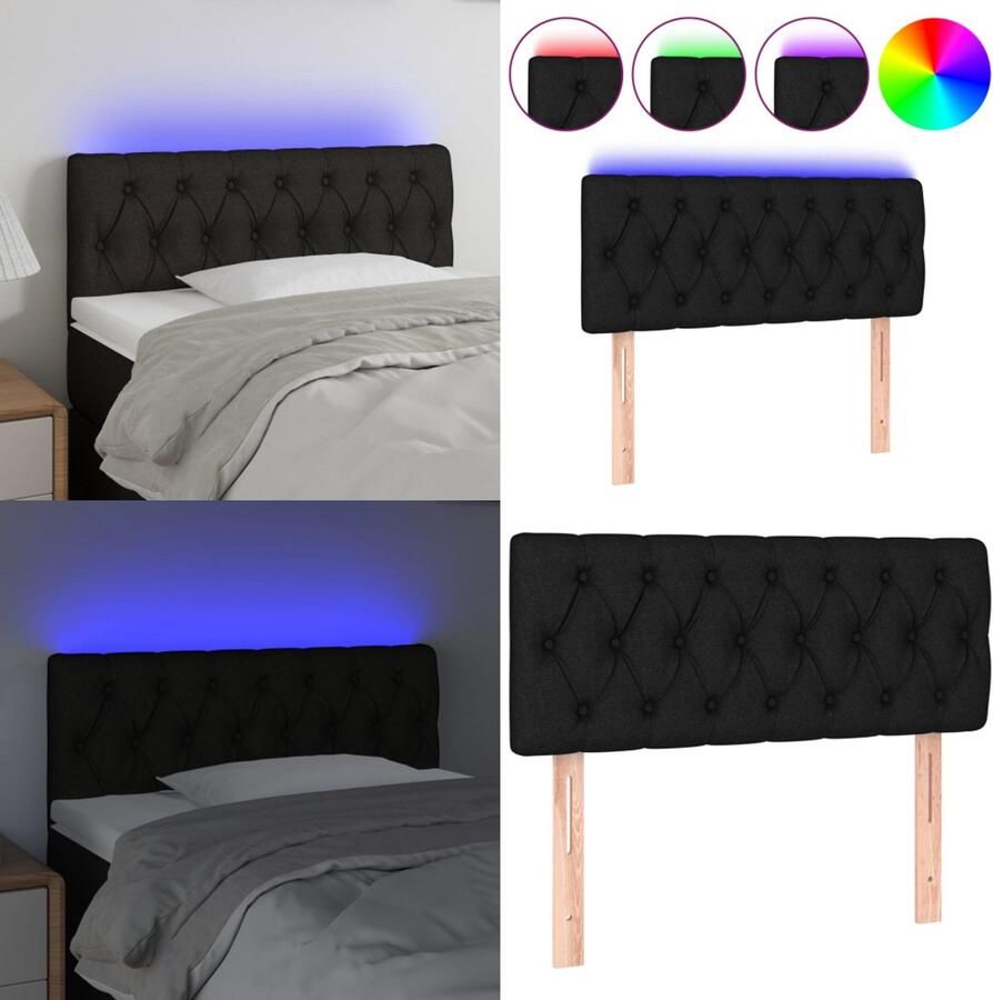 VidaXL Hoofdbord LED 100x7x78 88 cm stof zwart Hoofdbord Hoofdborden Hoofdeinde Houten Hoofdbord