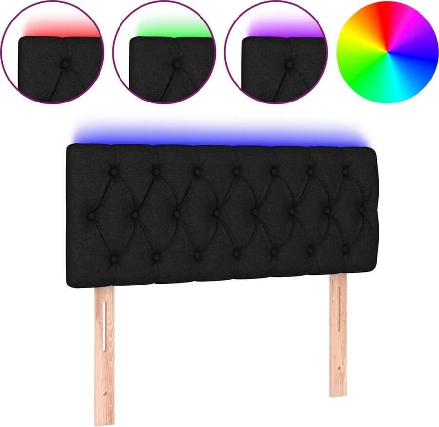 VidaXL Hoofdbord LED 90x7x78 88 cm stof zwart - Foto 2
