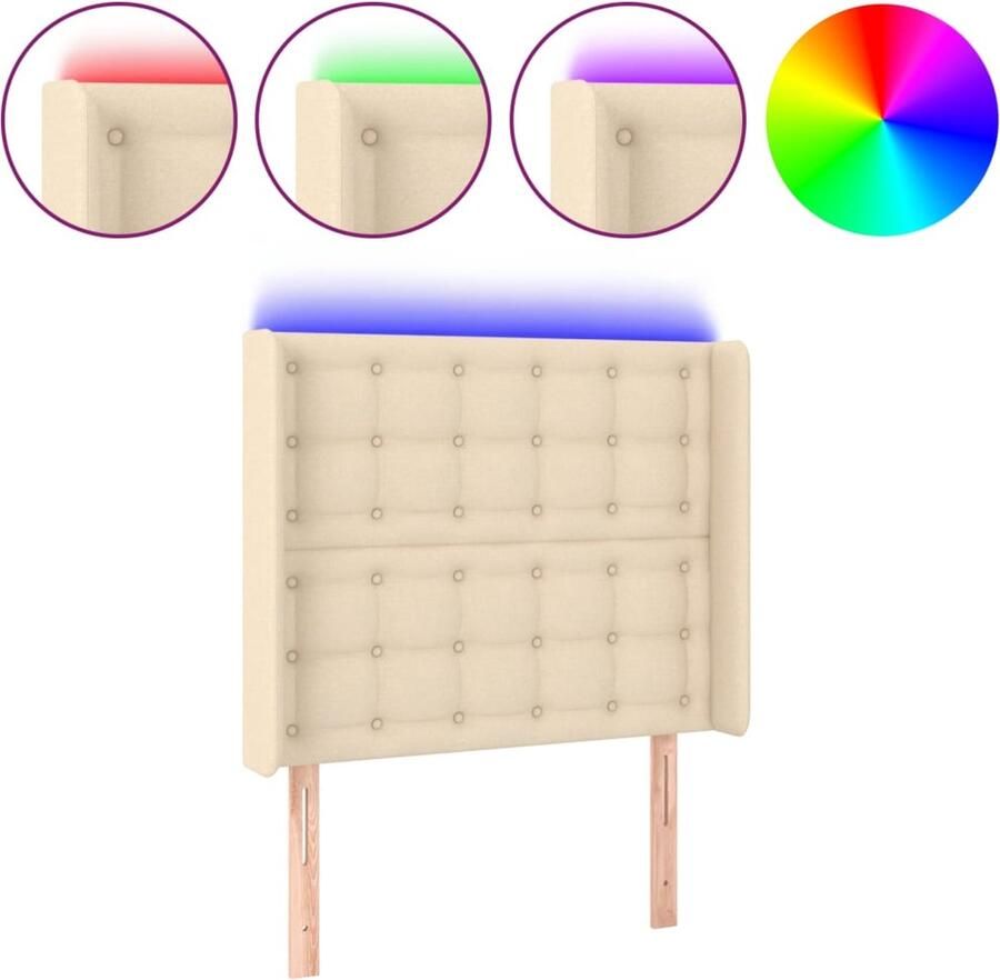 VidaXL Hoofdbord LED 103x16x118 128 cm Crèmekleurig Hoofd Bord Led Hoofdbord Creme Hoofdbord Met Led Verlichting Led Headboard Bedroom Decor Slaapkamersdecor - Foto 2