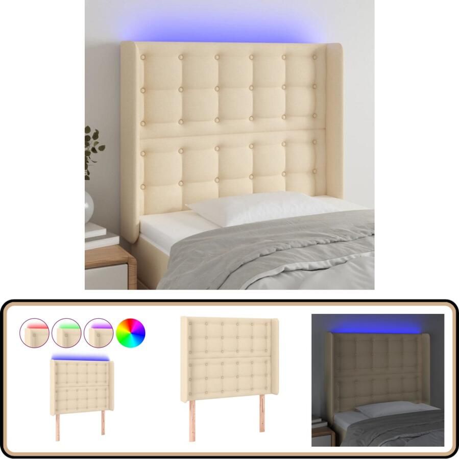 VidaXL Hoofdbord LED 103x16x118 128 cm Crèmekleurig Hoofd Bord Led Hoofdbord Creme Hoofdbord Met Led Verlichting Led Headboard Bedroom Decor Slaapkamersdecor