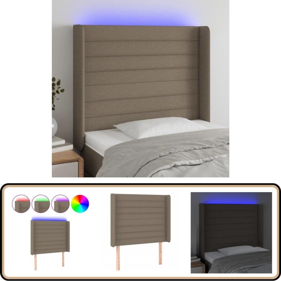 VidaXL Hoofdbord LED 103x16x118 128 cm Taupe Hoofdboard Led Verlichting Beddecoratie Slaapkamervloer Headboard Bedroom Decor Luxe Bed Comfortabel Hoofdboard - Foto 2