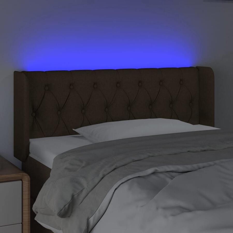 VidaXL Hoofdbord LED 103x16x78 88 cm Donkerbruin Hoofd Bord Led Headboard Hoofdkussen Beddecoratie Slaap Accessoires