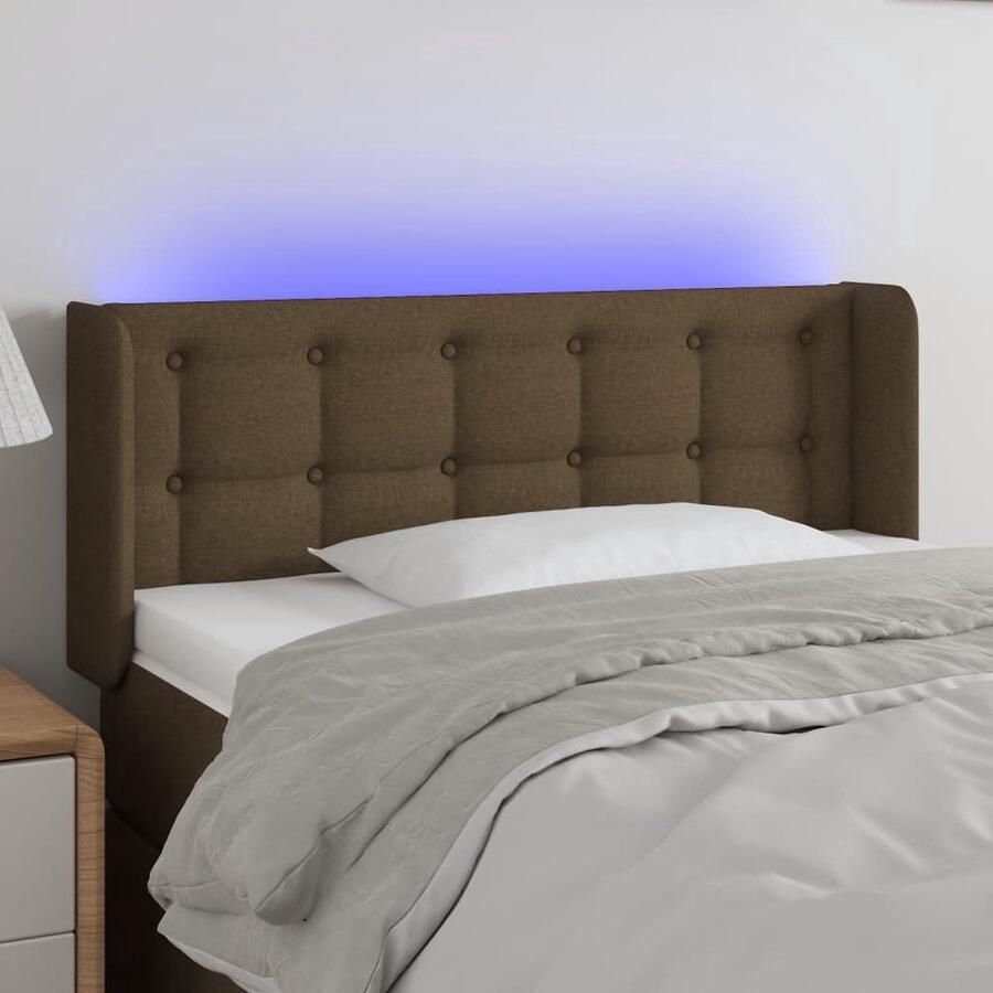 VidaXL Hoofdbord LED 103x16x78 88 cm Donkerbruin Hoofd Bord Led Hoofdbord Met Verlichting Bedhoofdbord Headboard Met Lampen Led Licht Op Hoofdboard