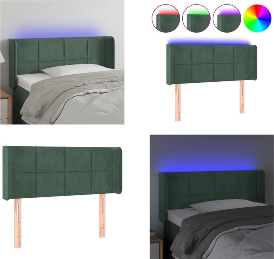 VidaXL Hoofdbord LED 103x16x78 88 cm fluweel donkergroen Hoofdbord Hoofdborden Hoofdeinde Houten Hoofdbord - Foto 2