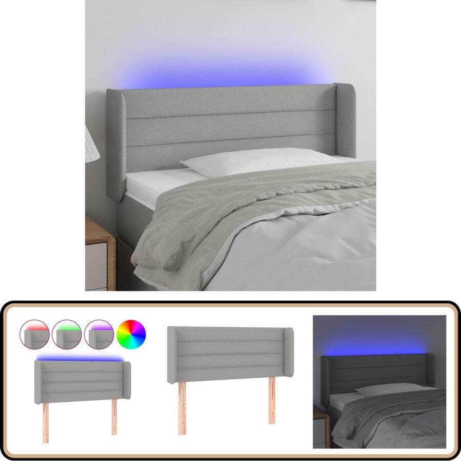 VidaXL Hoofdbord LED 103x16x78 88 cm Lichtgrijs Hoofdboard Led Hoofdbord Hoofdkussen Klassiek Hoofdbord Grijs Hoofdbord Stoffen Hoofdbord Verlicht Hoofdbord Adjustable Hoofdbord