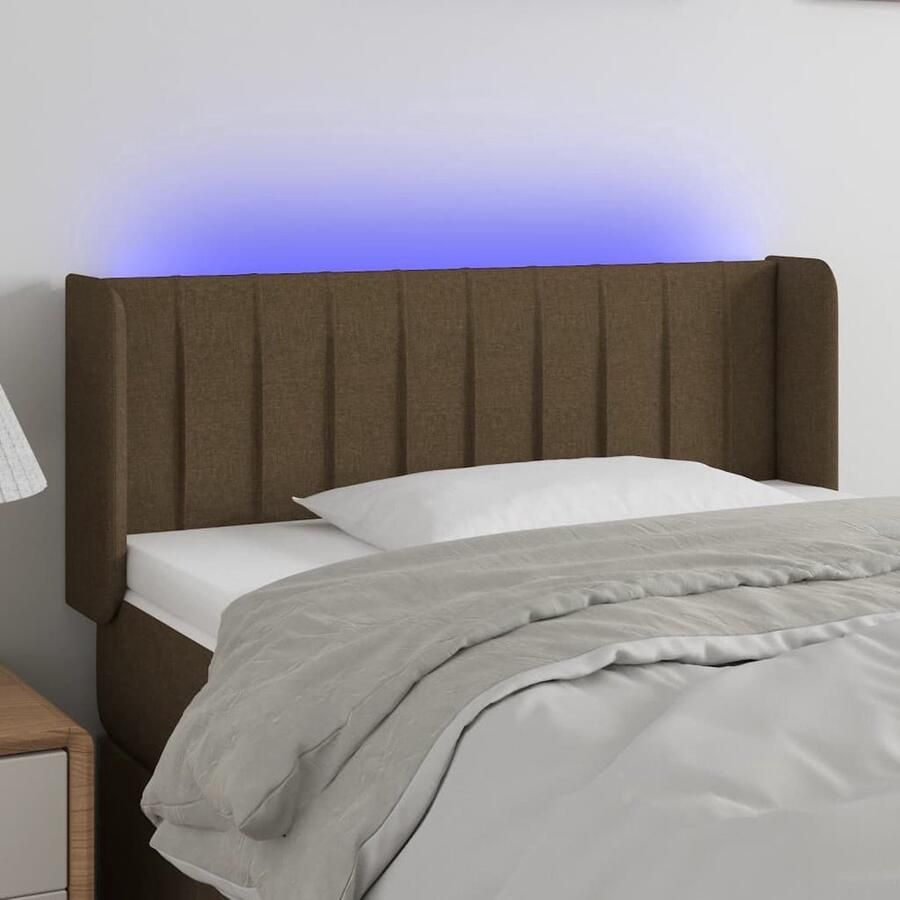 VidaXL Hoofdbord LED 103x16x78 88 cm Stof Donkerbruin Hoofdboard Led Headboard Hoofdborden Bedroom Decor Slaapkamerdecor