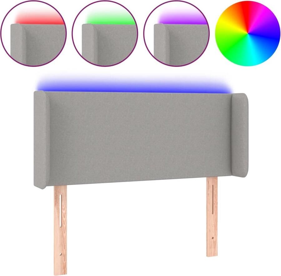 VidaXL Hoofdbord LED 83x16x78 88 cm stof lichtgrijs