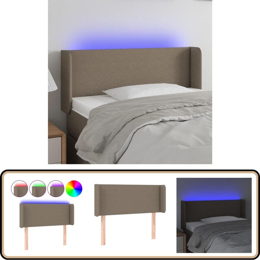 VidaXL Hoofdbord LED 103x16x78 88 cm Stof Taupe Hoofdboard Led Hoofdbord Bedhoofdbord Taupecouleur Stoffen Hoofdbord