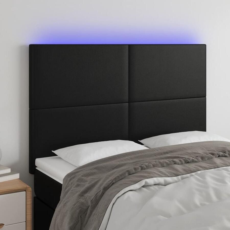VidaXL Hoofdbord LED 144x5x118 cm Kunstleer Zwart Hoofdboard Led Hoofdbord Zwart Kunstleder Hoofdbord Comfortabel Hoofdbord Adjustable Headboard - Foto 2