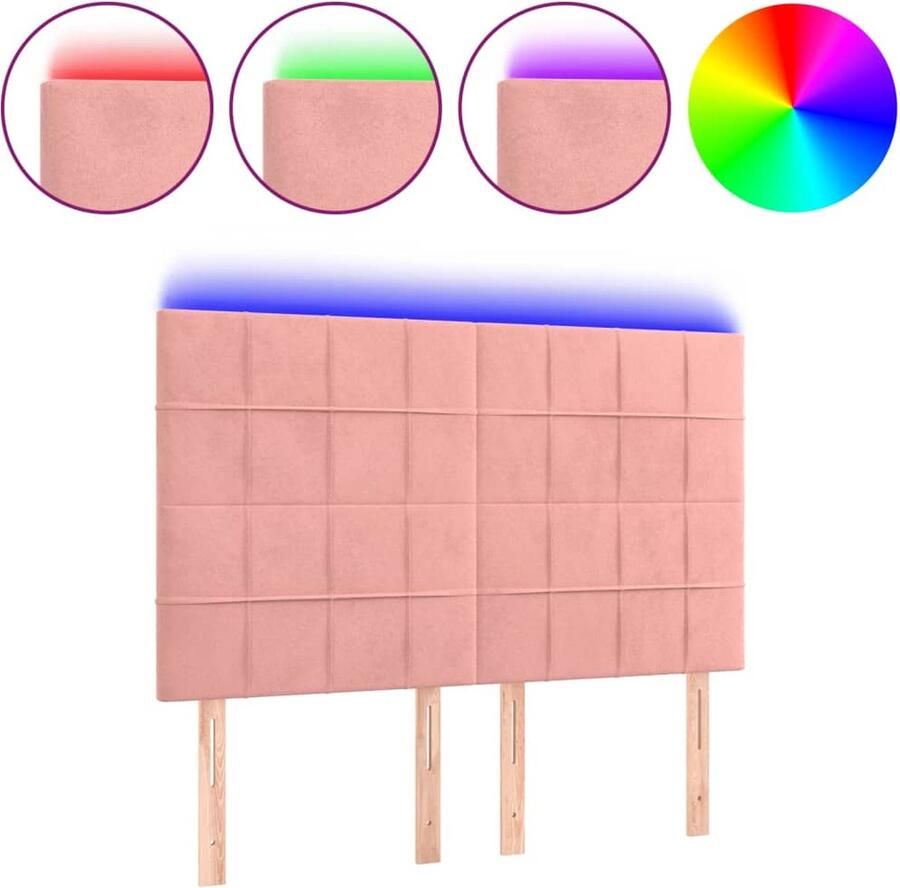 VidaXL Hoofdbord LED 144x5x118 128 cm fluweel zwart - Foto 2