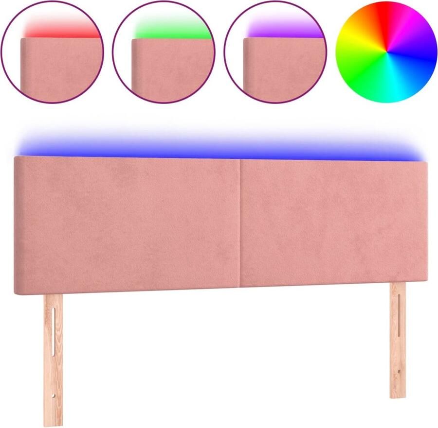 VidaXL Hoofdbord LED 144x5x78 88 cm Fluweel Roze Hoofd Bord Led Hoofdbord Hoofdkussen Beddecoratie Zachte Textiel Rozerood Fluweel Usb Aansluiting - Foto 2