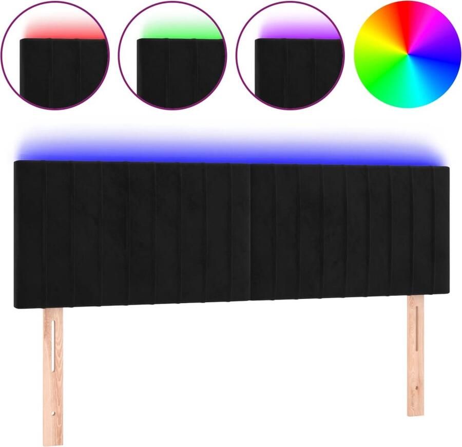 VidaXL Hoofdbord LED 144x5x78 88 cm fluweel zwart - Foto 4