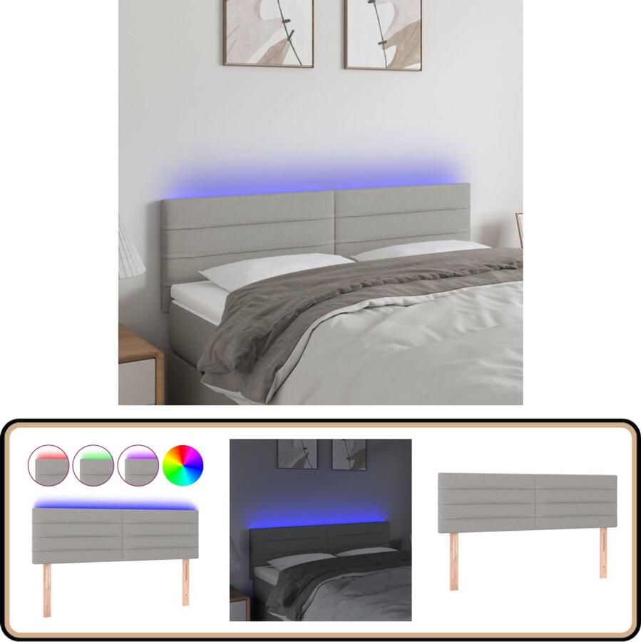VidaXL Hoofdbord LED 144x5x78 88 cm Lichtgrijs Hoofdboard Led Verlichting Hoofdkussen Slaap Accessoires Bedroom Decor