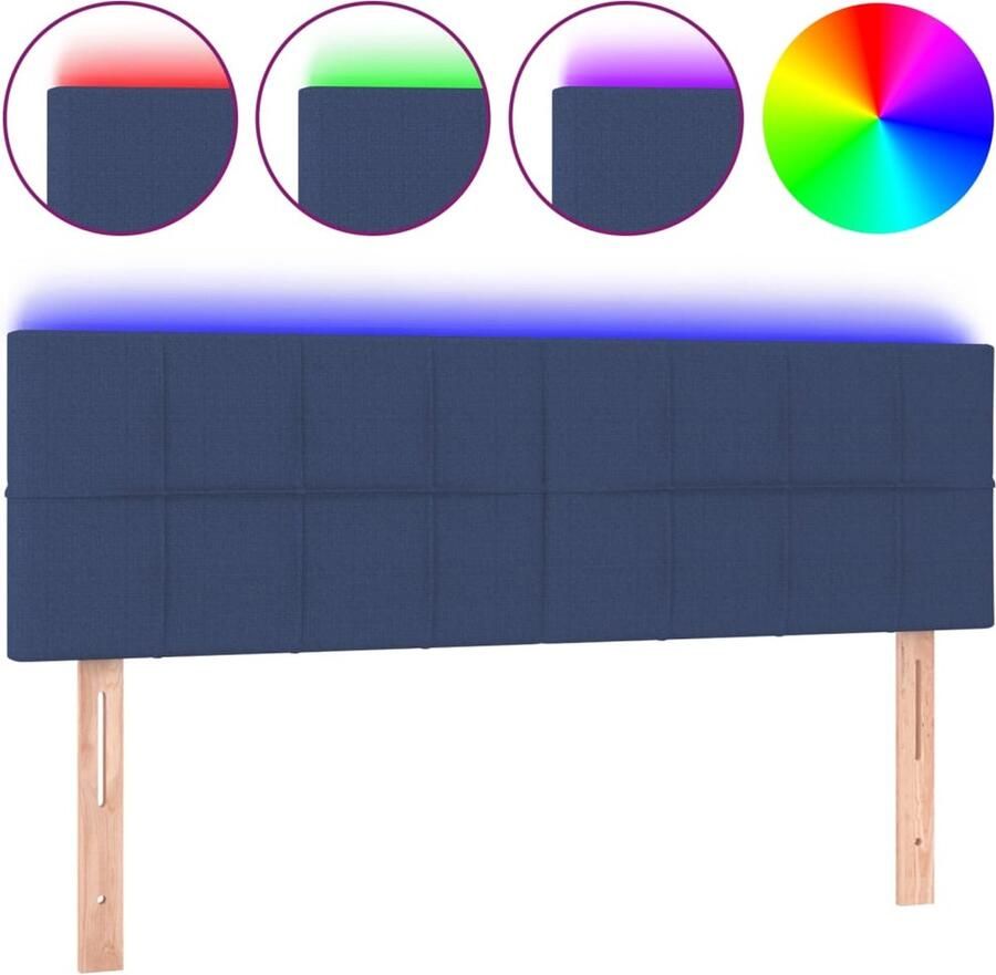 VidaXL Hoofdbord LED 144x5x78 88 cm Stof Blauw Hoofdboard Led Verlichting Hoofdbord Blauw Slaapkamersdecoratie Bed Accessoires Comfy Headboard - Foto 2