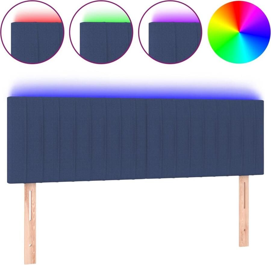 VidaXL Hoofdbord LED 144x5x78 88 cm stof blauw - Foto 2