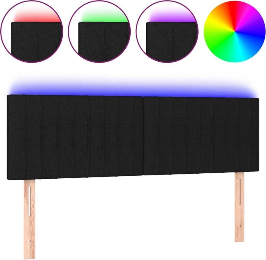 VidaXL Hoofdbord LED 144x5x78 88 cm stof zwart