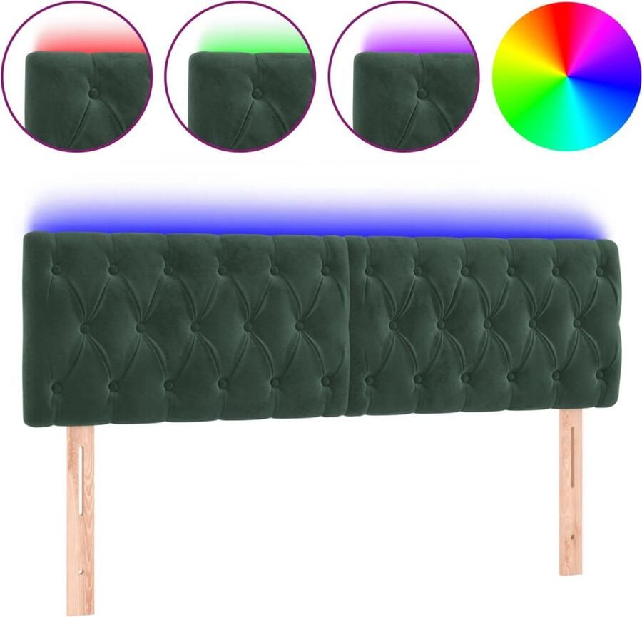 VidaXL Hoofdbord LED 144x7x78 88 cm fluweel donkergroen - Foto 3