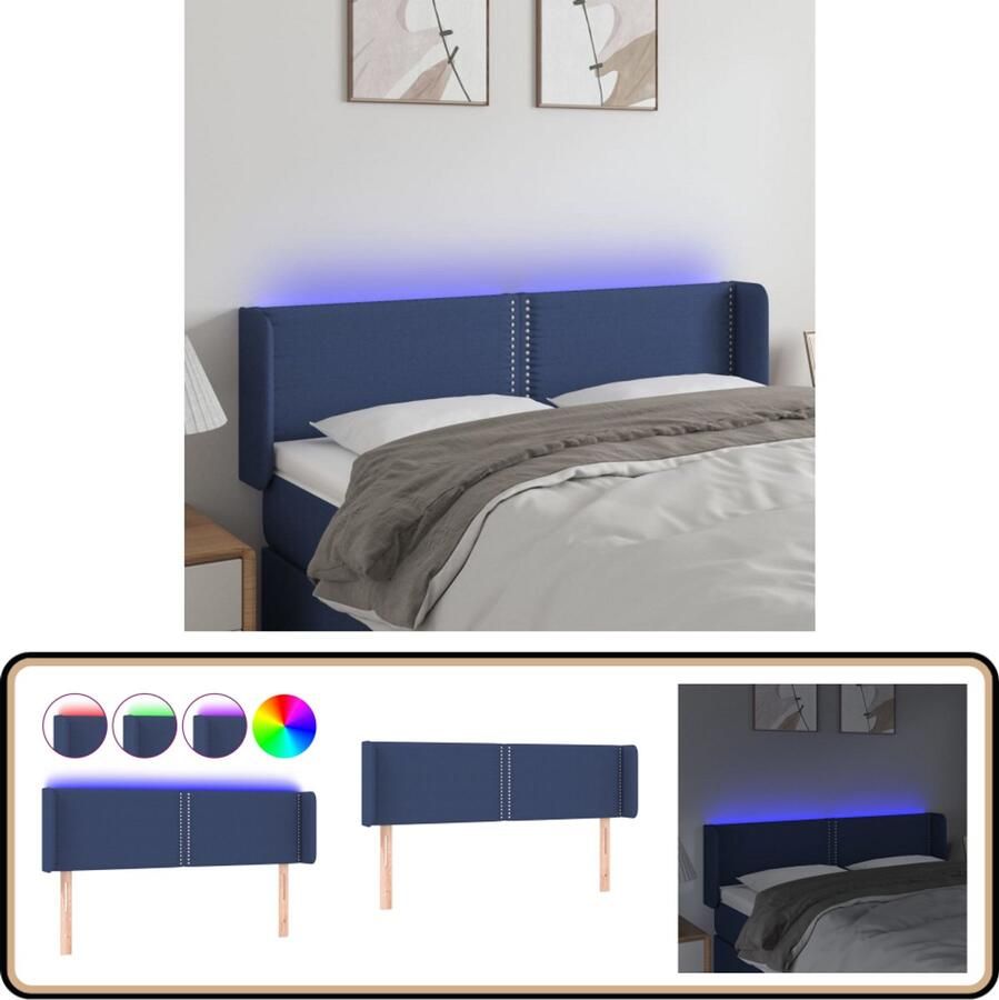 VidaXL Hoofdbord LED 147x16x78 88 cm Blauw Hoofdboard Led Headboard Blauwe Hoofdstoel Bedhead Slaapkamersdecoratie