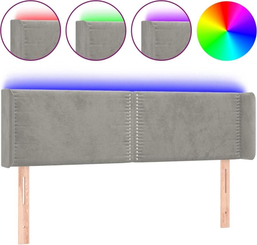 VidaXL Hoofdbord LED Fluweel Lichtgrijs 147 cm Hoofdboard Led Hoofdbord Velvet Hoofdbord Bedhead Adjustable Headboard Leeshoek Tv Hoek Slaapkamervloer - Foto 2