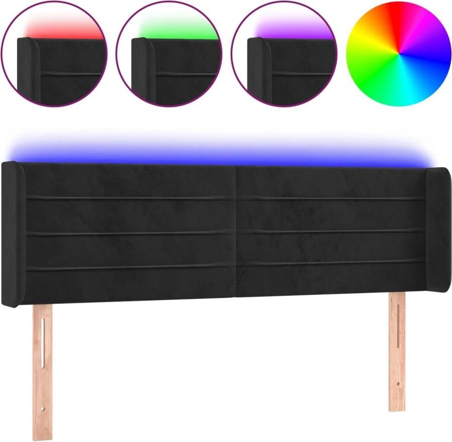VidaXL Hoofdbord LED 147x16x78 88 cm fluweel zwart