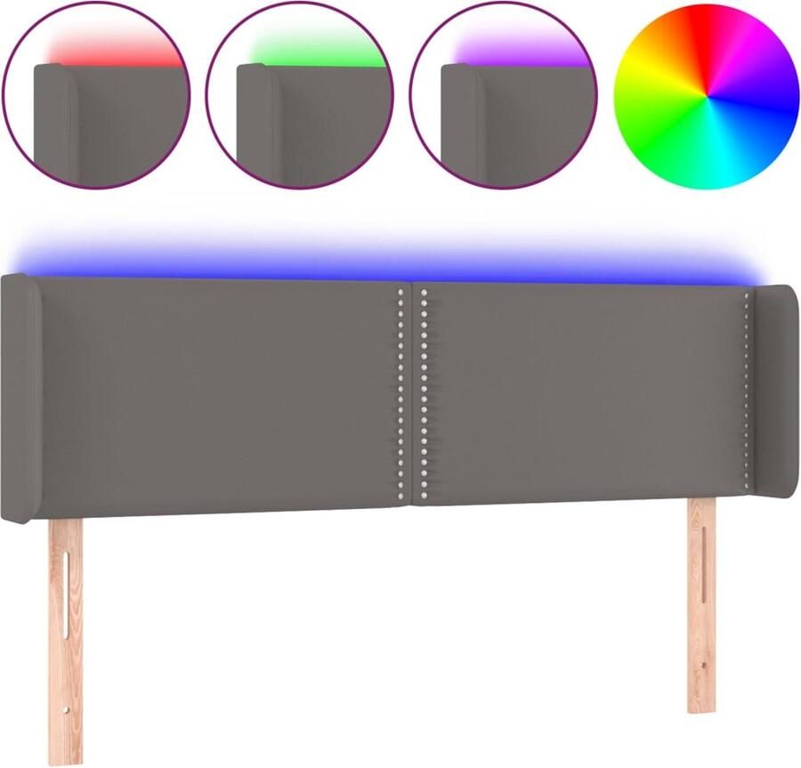 VidaXL Hoofdbord LED 147x16x78 88 cm kunstleer grijs