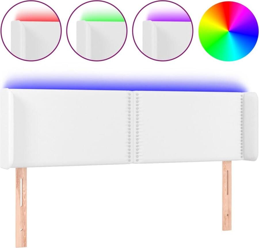 VidaXL Hoofdbord LED 147x16x78 88 cm kunstleer wit