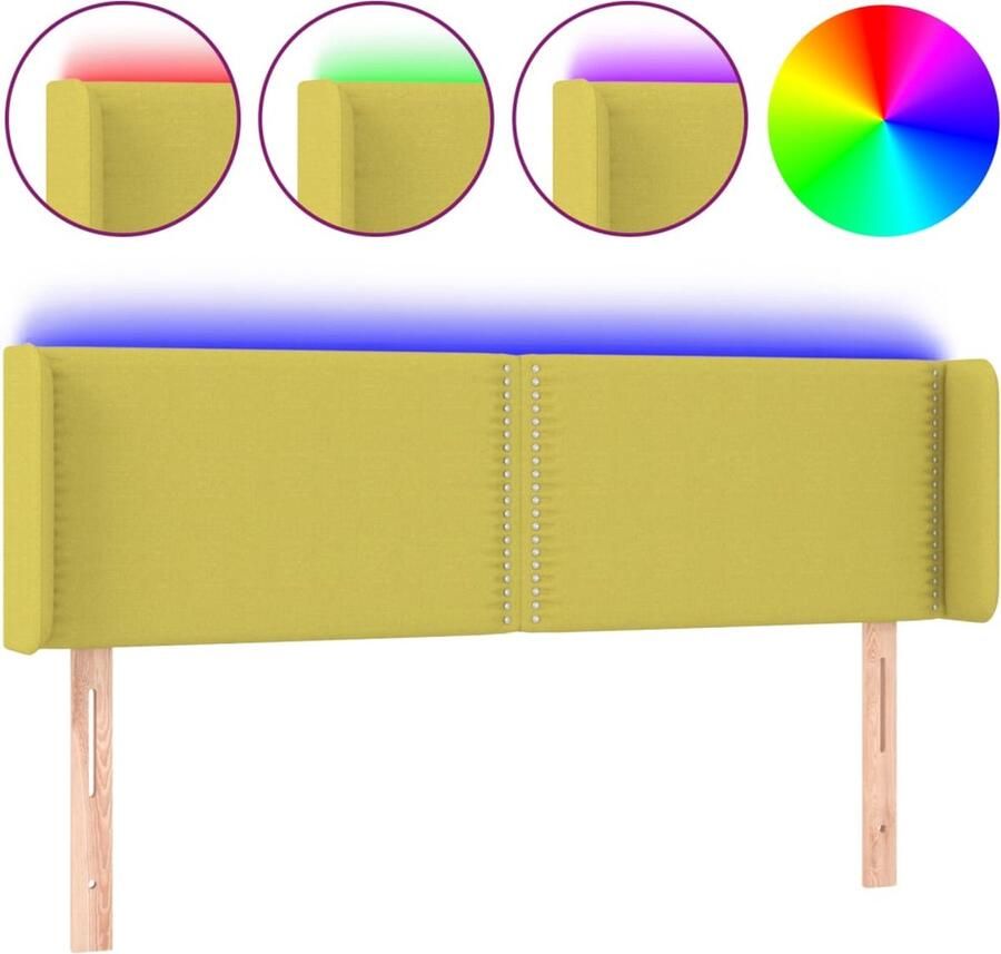 VidaXL Hoofdbord LED 147x16x78 88 cm stof groen