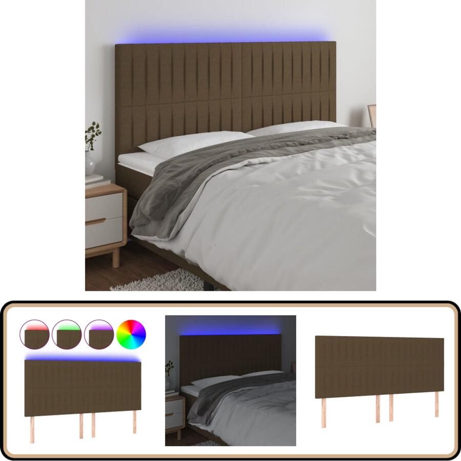 VidaXL Hoofdbord LED 160x118 cm Donkerbruin Hoofdboard Led Headboard Beddecoratie Slaapkamers Bruine Meubels Comfortabel Hoofdbord Leeshoek