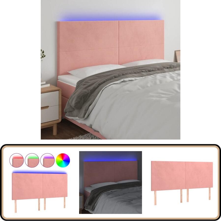 VidaXL Hoofdbord LED 160x118 cm Roze Fluweel Hoofd Bord Led Hoofdbord Velvet Hoofdbord Roze Hoofdbord Met Led Hoofdbord Online Kopen Bedroom Decoratie
