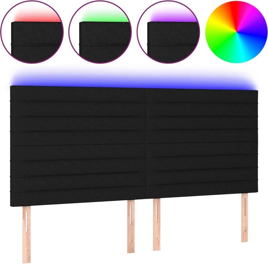 VidaXL Hoofdbord LED 160x118 cm Stof Zwart Hoofdboard Led Hoofdbord Met Led Zwarte Hoofdbord Bedstee Bedroom Decoratie Moderne Hoofdbord - Foto 2