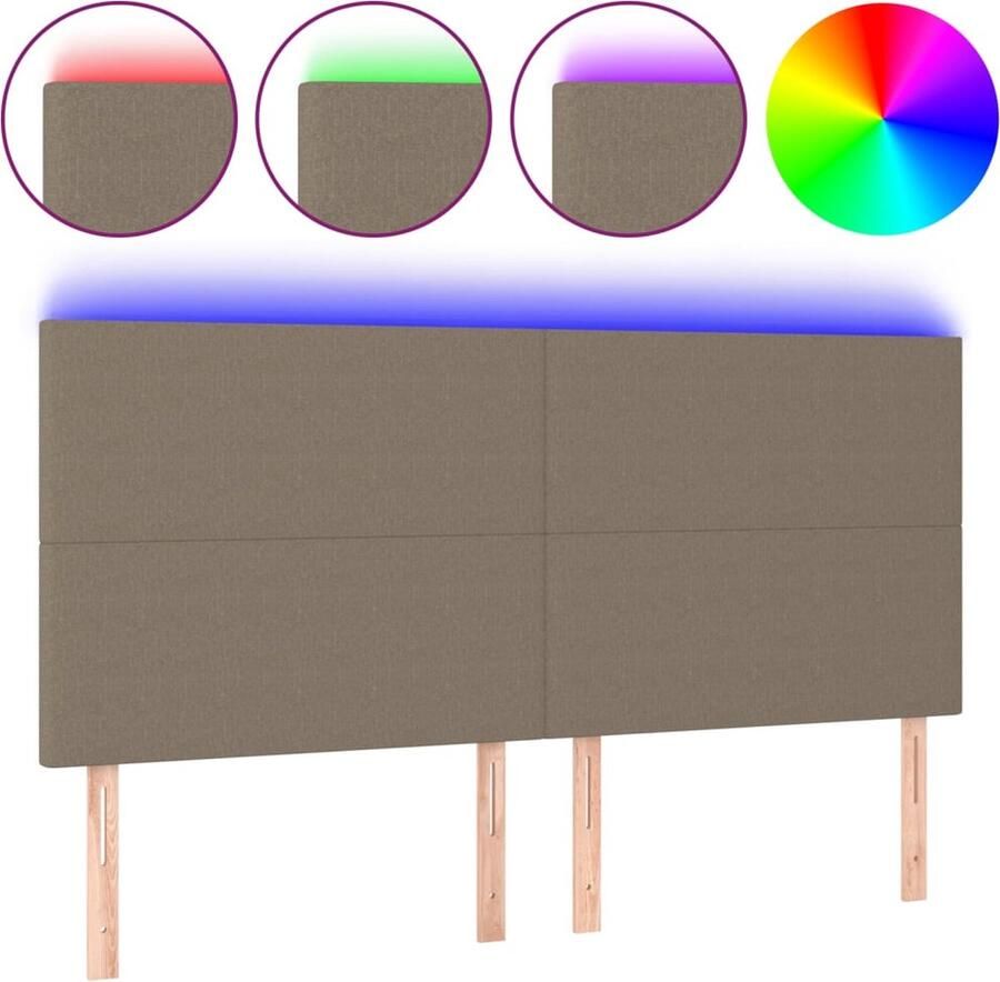 VidaXL Hoofdbord LED 160x5x118 cm Taupe Stof Hoofdboard Led Headboard Hoofdkussen Leeshoek Beddecoratie Slaapkamersfeer Moderne Slaapkamer Comfortabel Bed Taupec - Foto 2